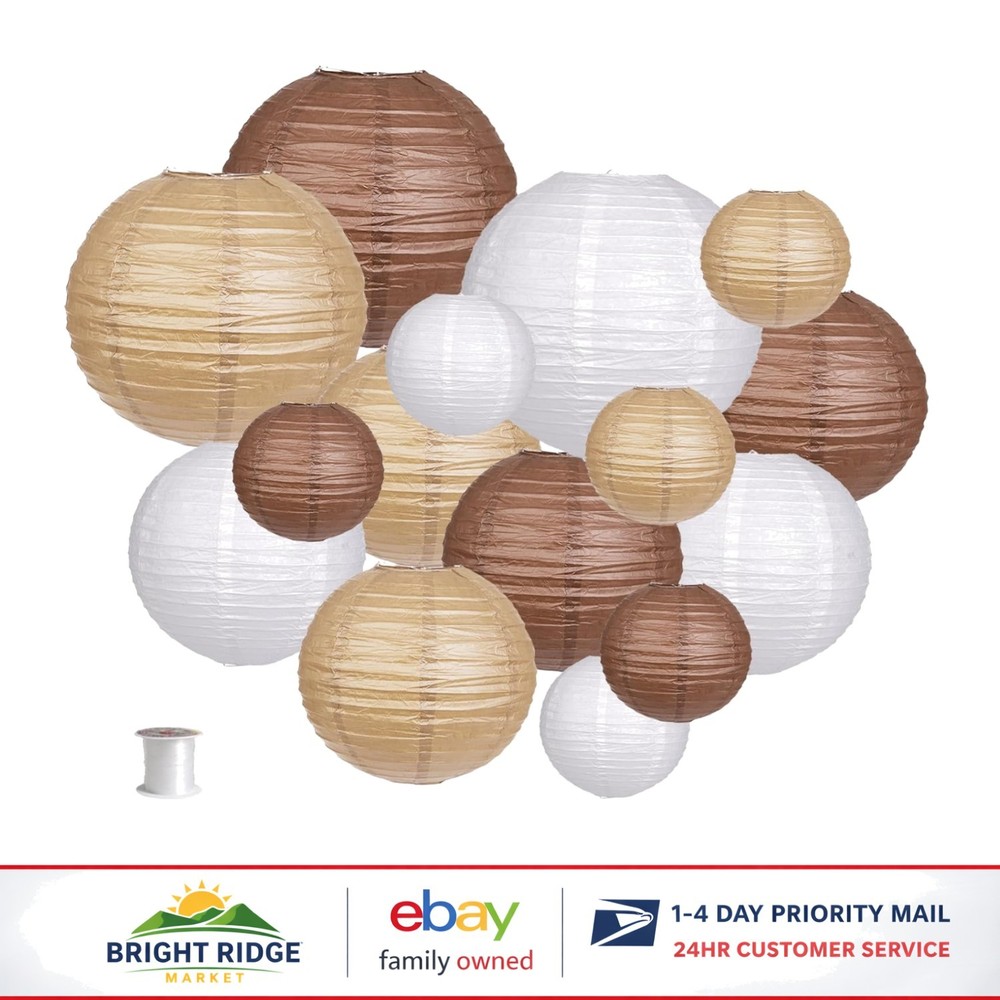 Assorted Sizes Paper Lanterns Set, 15pcs for Rustic Weddings & Special Occasions