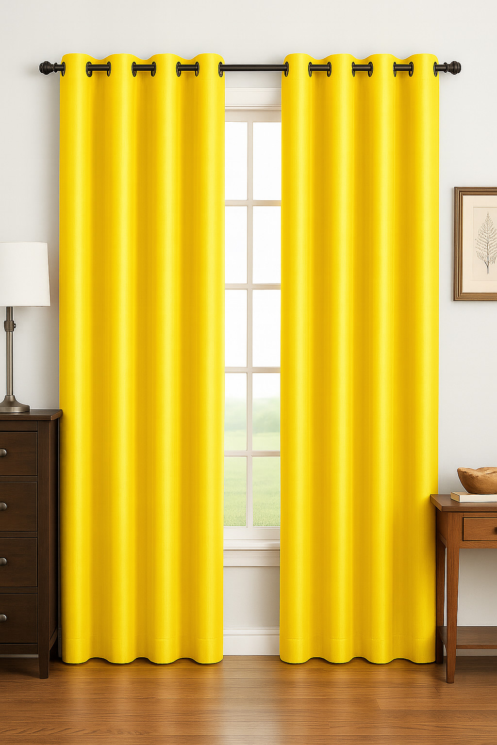 2 Panels Curtains Set Each 54x84 Inch Glow Faux Silk 8 Grommets Light Blocking gallery