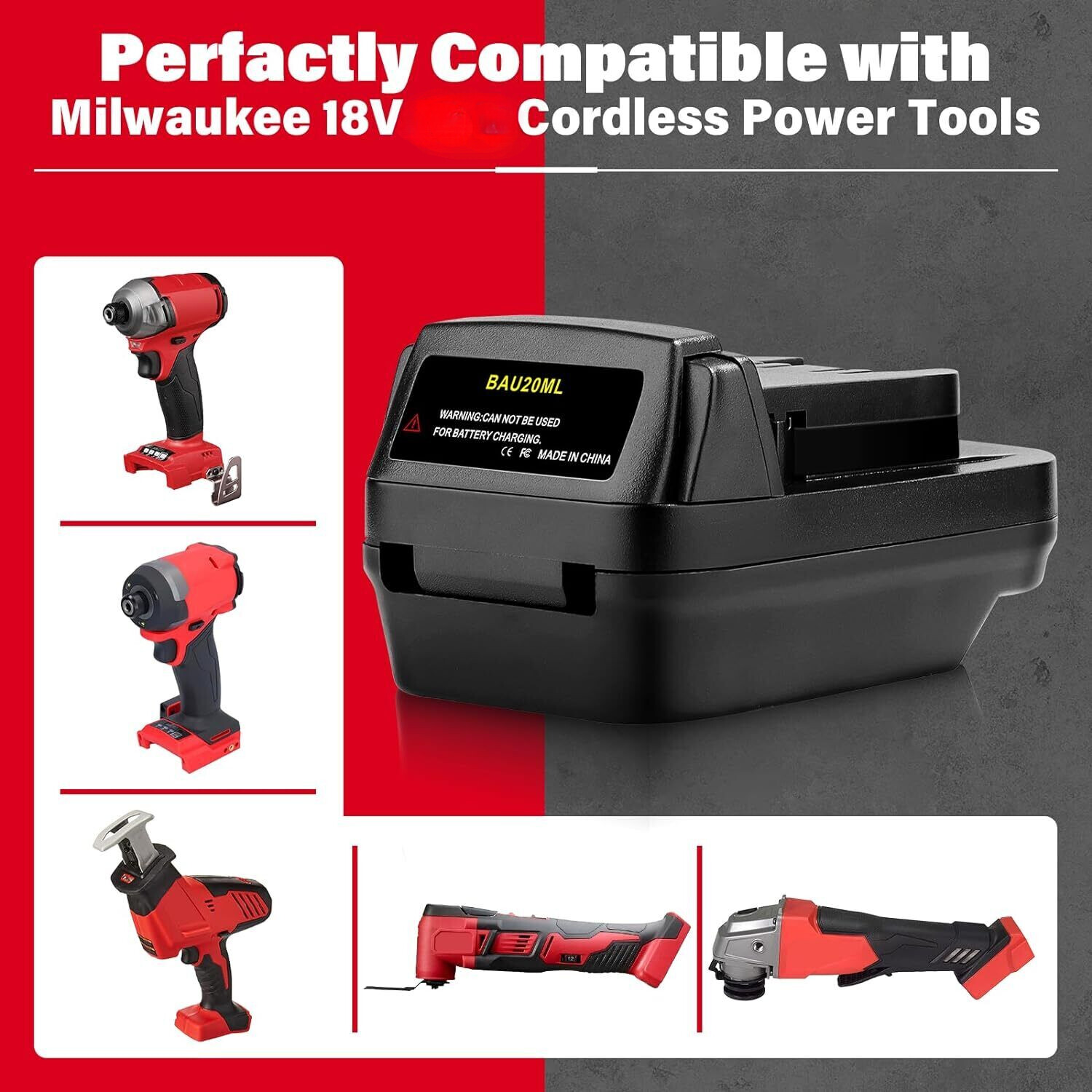 Battery Adapter For Bauer 20v Li-ion Converter to for Milwaukee 18v Power Tools gallery