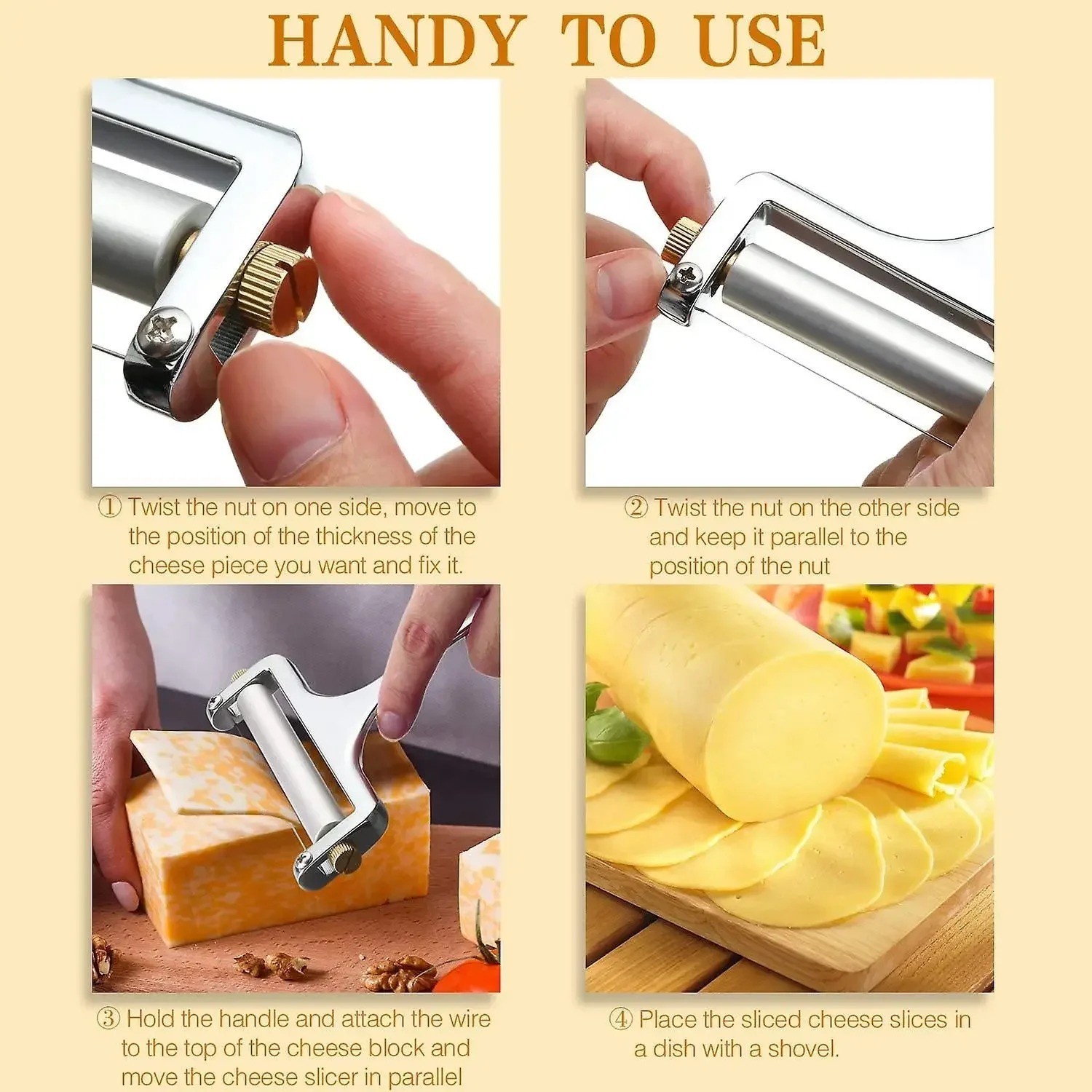Adjustable Cheese Slicer Stainless Steel Wire Cutter for Cheddar Mozzarella gallery