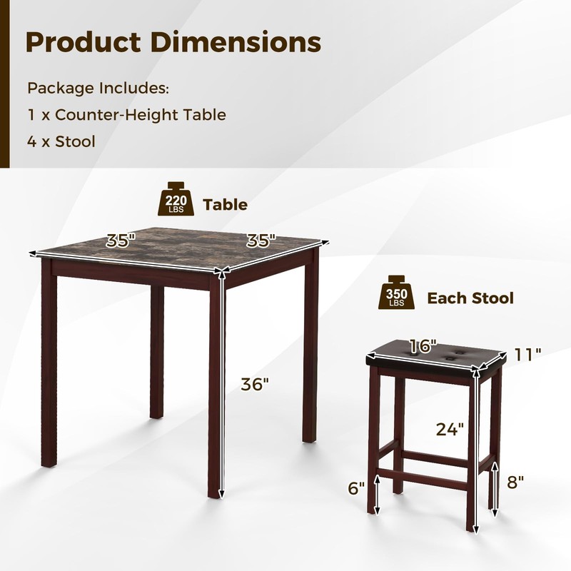 Dining Table Set for 4, Kitchen Table Chairs Set of 4, Counter Height Dining ... gallery