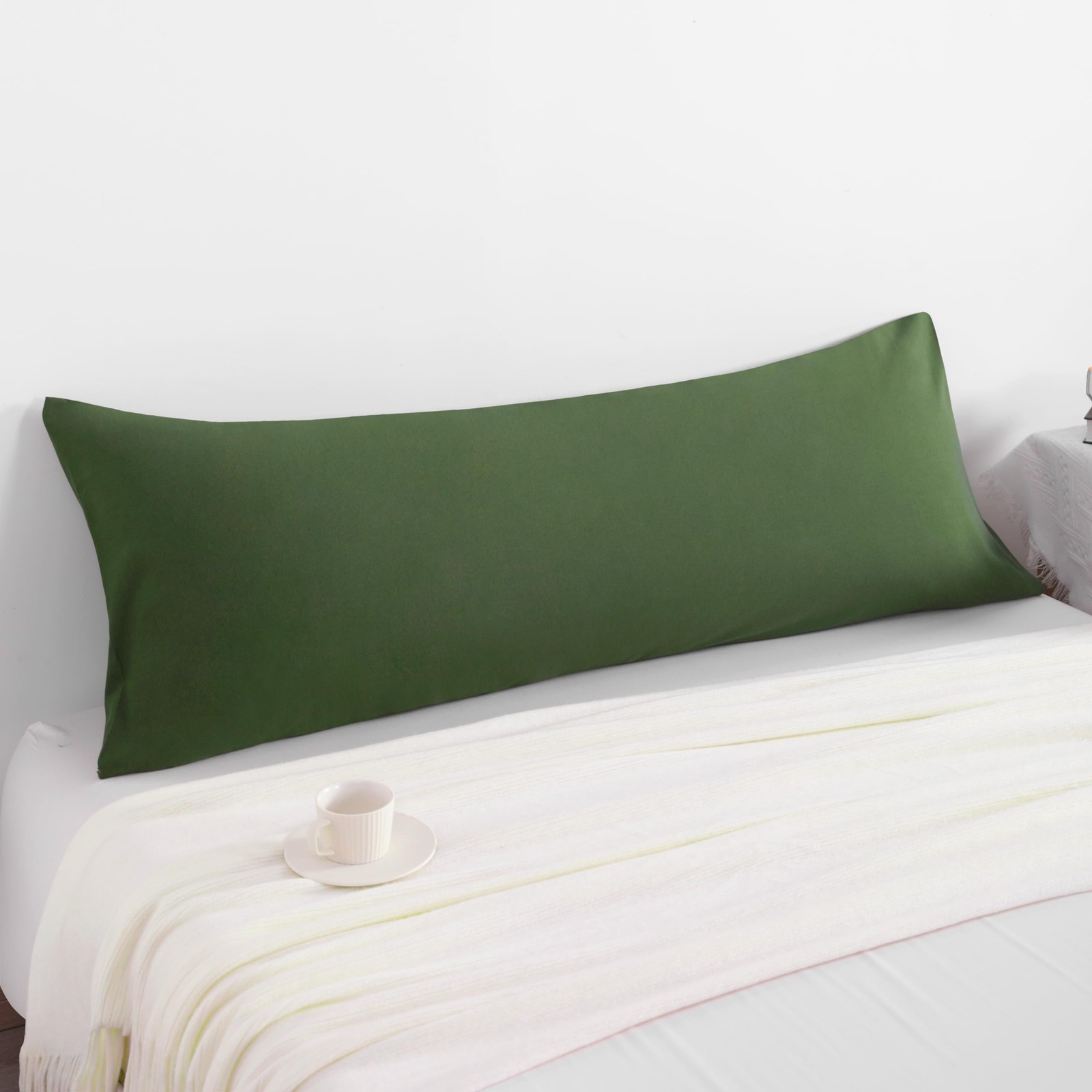 Microfiber Body Pillow Cover, Envelope Closure, Ultra Soft Durable, Green gallery