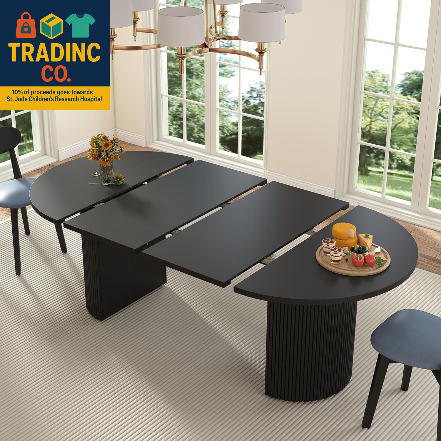41 In-78 in Extendable Dining Room Table for 4-8, round Expandable Kitchen Table gallery