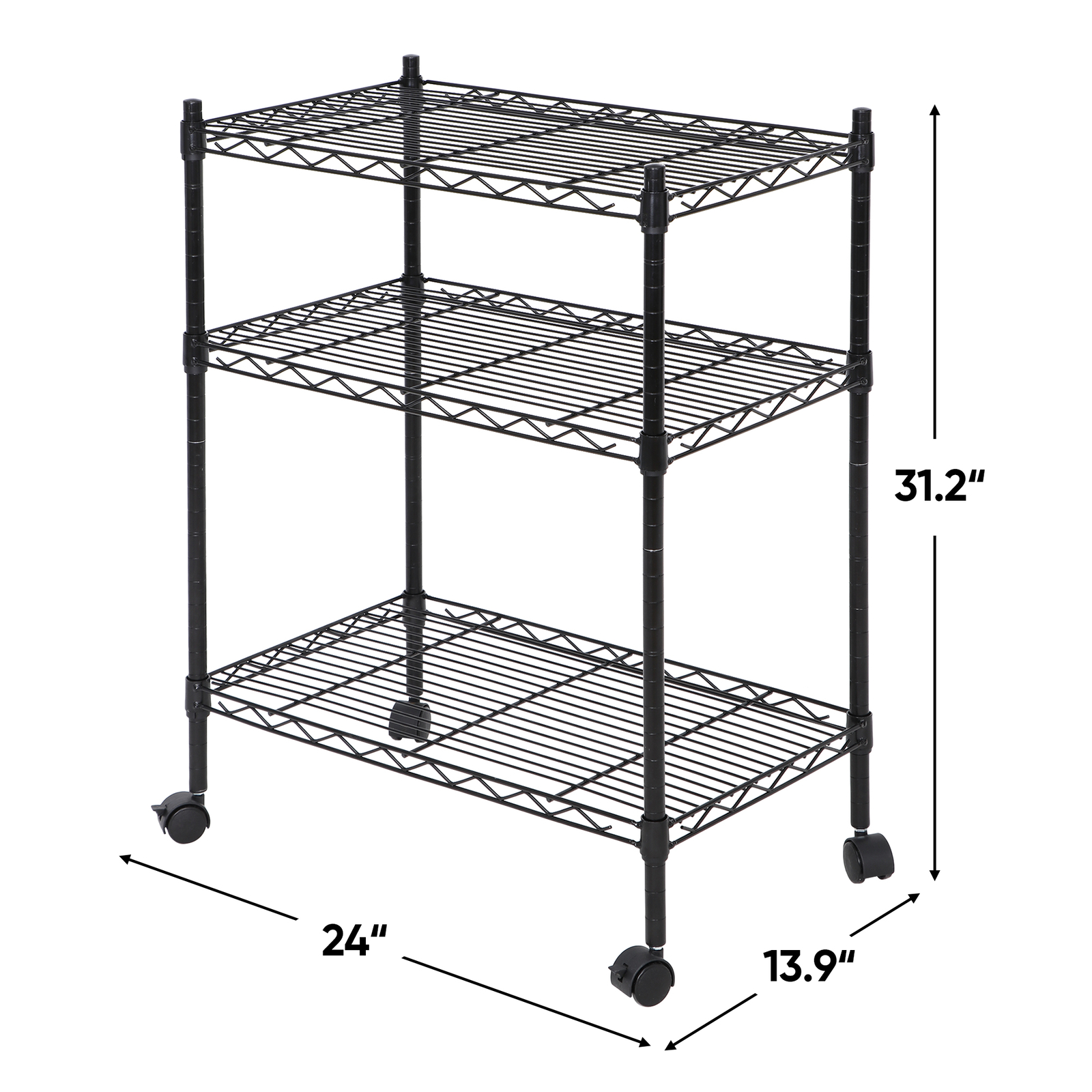 3 Tier Unit Shelving Metal Wire Rack Organizer Adjustable Shelve with 4 Wheels gallery