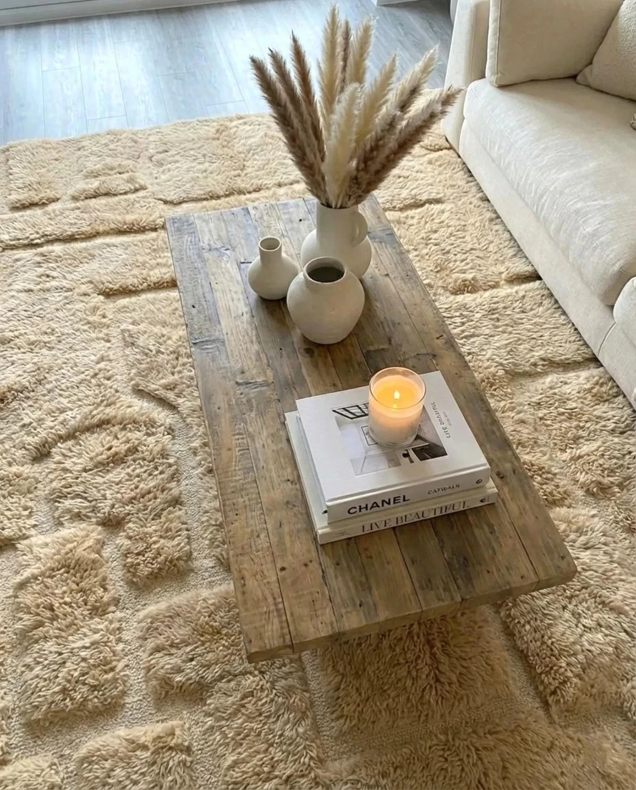 Hand-knotted Wool Rug, Beige Textured Area Rug, Custom Geometric High Low Pile gallery