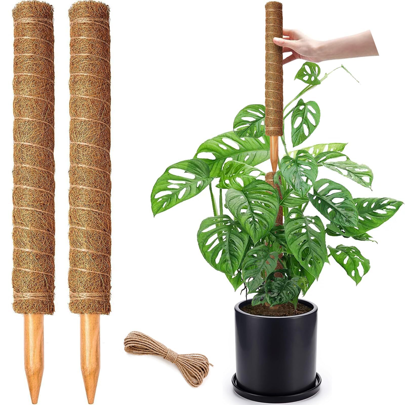 2 Pack 17 Inch Moss Pole Stackable Moss Poles for Climbing Plants Monstera Tall gallery