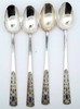 Korean 70% Silver Enamel Long Handle 5" Spoon Set of 4 Marked P.C. in Korea gallery