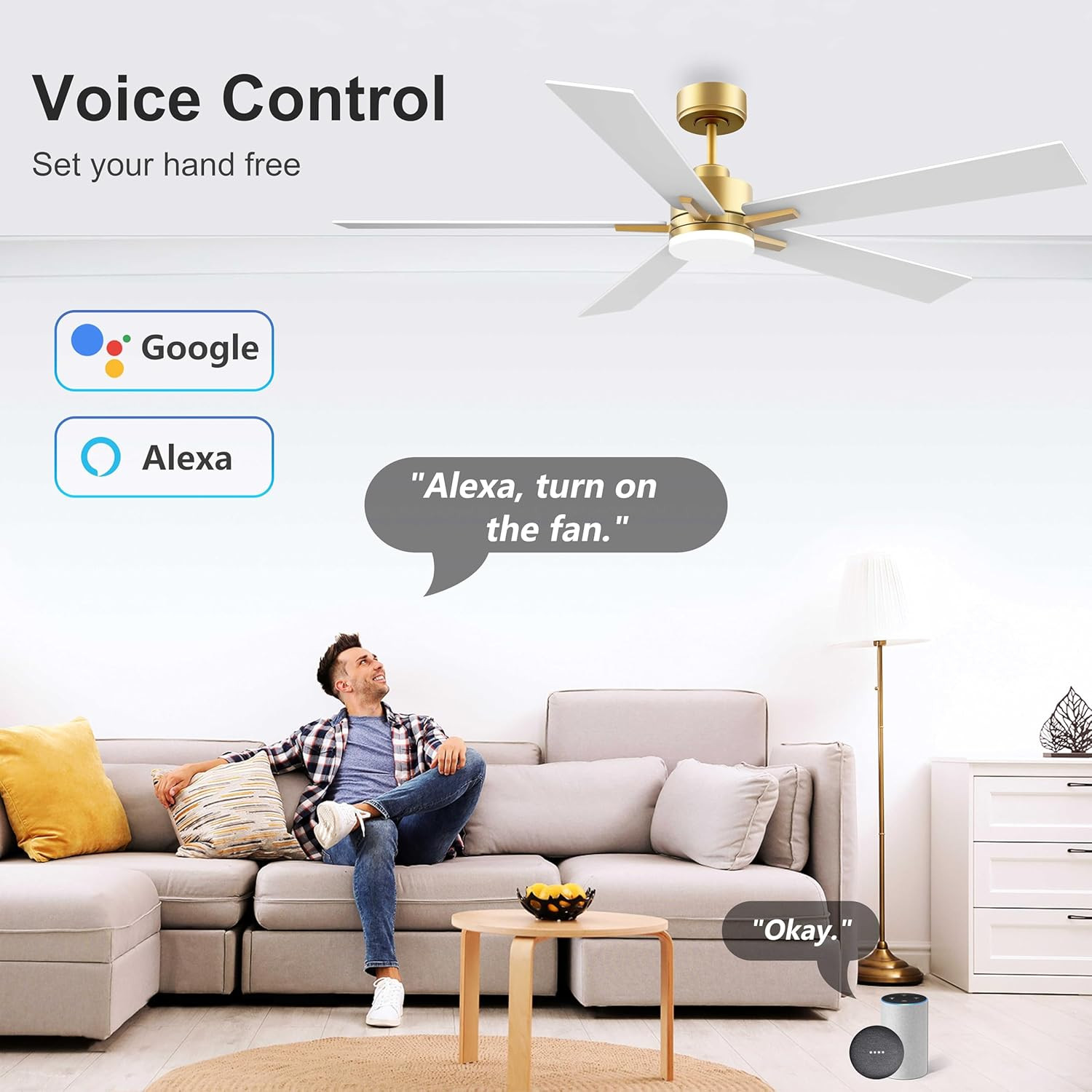 72" Smart Ceiling Fan with Lights, Remote & Voice Control for Indoor/Outdoor Use gallery