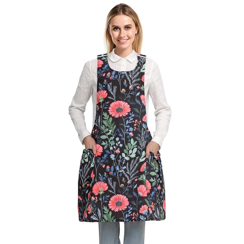 Cross Back Canvas Apron with Pockets Adjustable Cooking Gardening Apron gallery