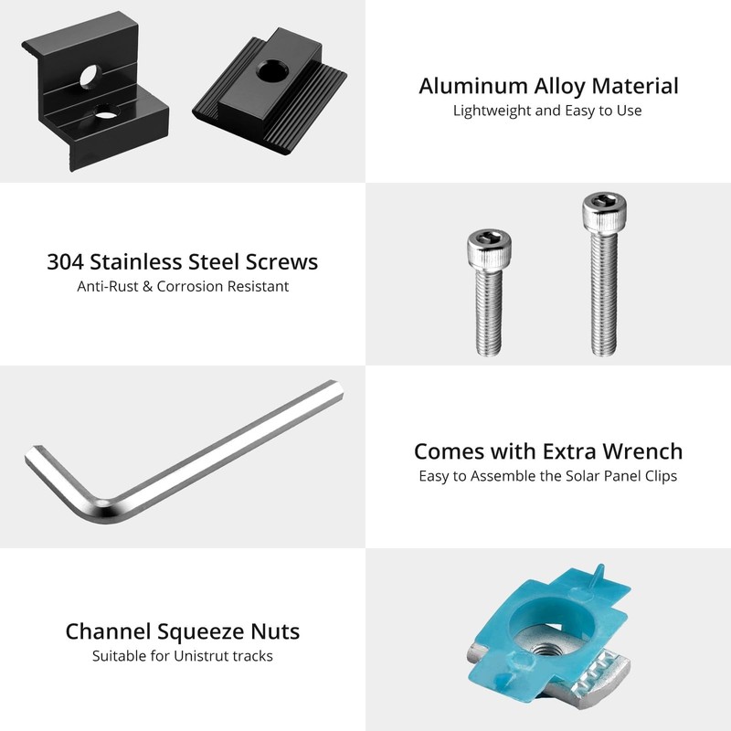 10 PCS Solar Panel Mounting Brackets for Unistrut, Aluminium 30mm/35mm 6 x T-... gallery