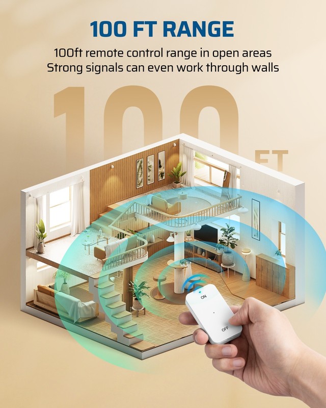 Wireless Light Switch & Receiver Kit 15A Hight Power Remote Light Switch 1Remote gallery