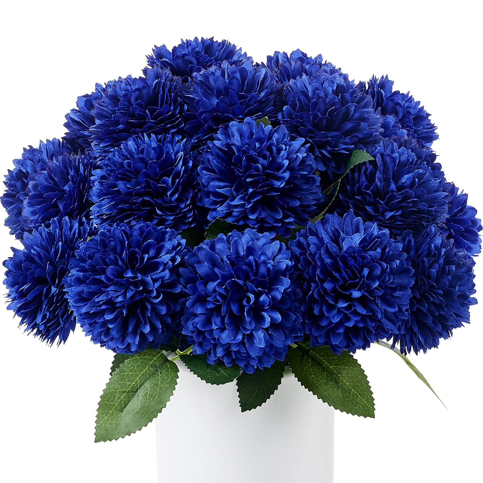 12 PCS Blue Artificial Chrysanthemums Ball Flowers Silk Fake Mums Decor gallery