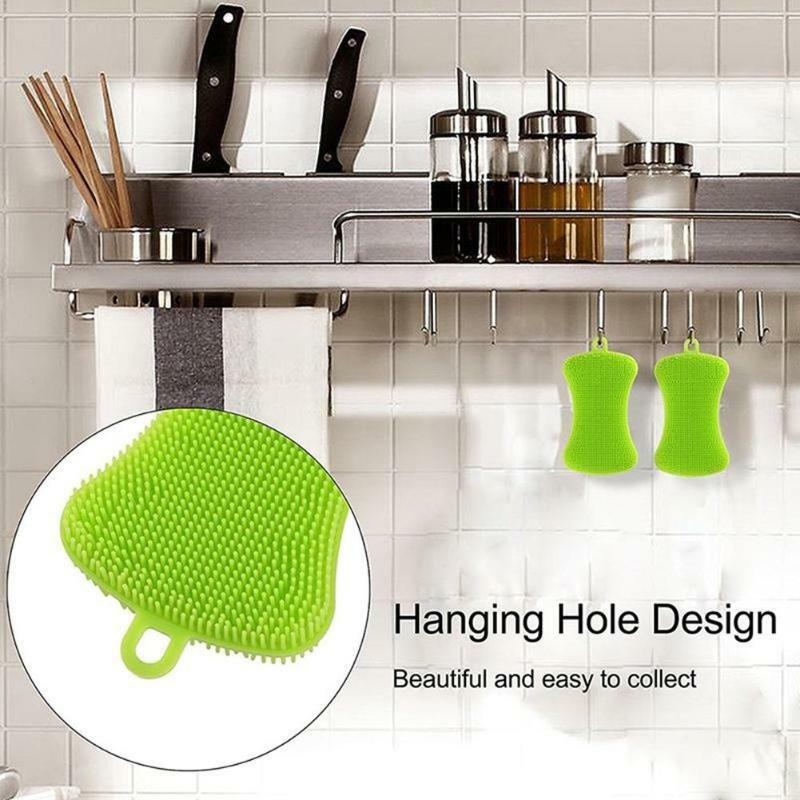 (US STOCK) 4PCS Mix Color Kitchen Cleaning Silicone Brush Pot Sponge Scrubber gallery