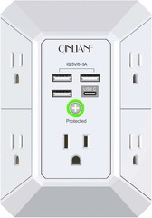 5 Outlet Extender Surge Protector with 4 USB Ports 1680J Wall Charger Multi Plug