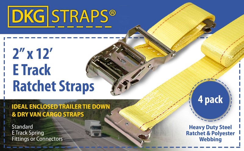 (4 PACK) DKG 2” X 12’ E Track Ratchet Straps – Ideal Enclosed Trailer Tie down gallery