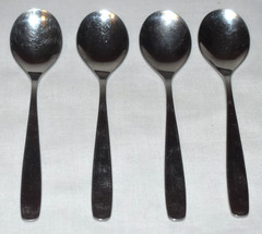 4 WMF Cromargan Germany Line Pattern Stainless Steel Flatware Egg Spoons 4 3/4″