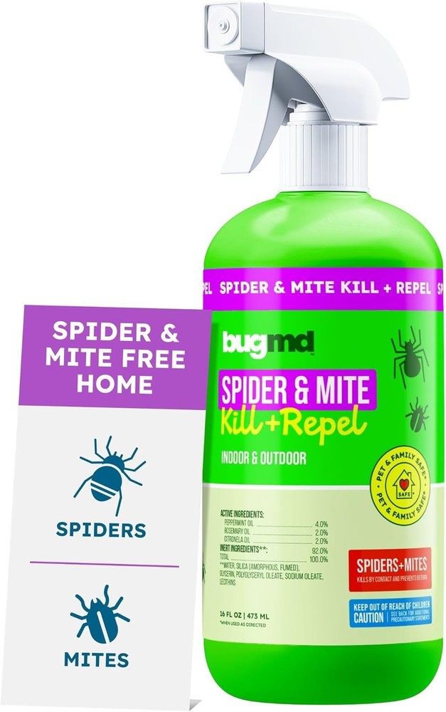 BugMD Pet Safe Spider Repellent Indoor & Outdoor Spray | Natural Spider & Mite K