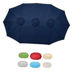 15ft Double Sided Patio Umbrella Replacement Canopy, 12 Ribs 13ft Navy Blue