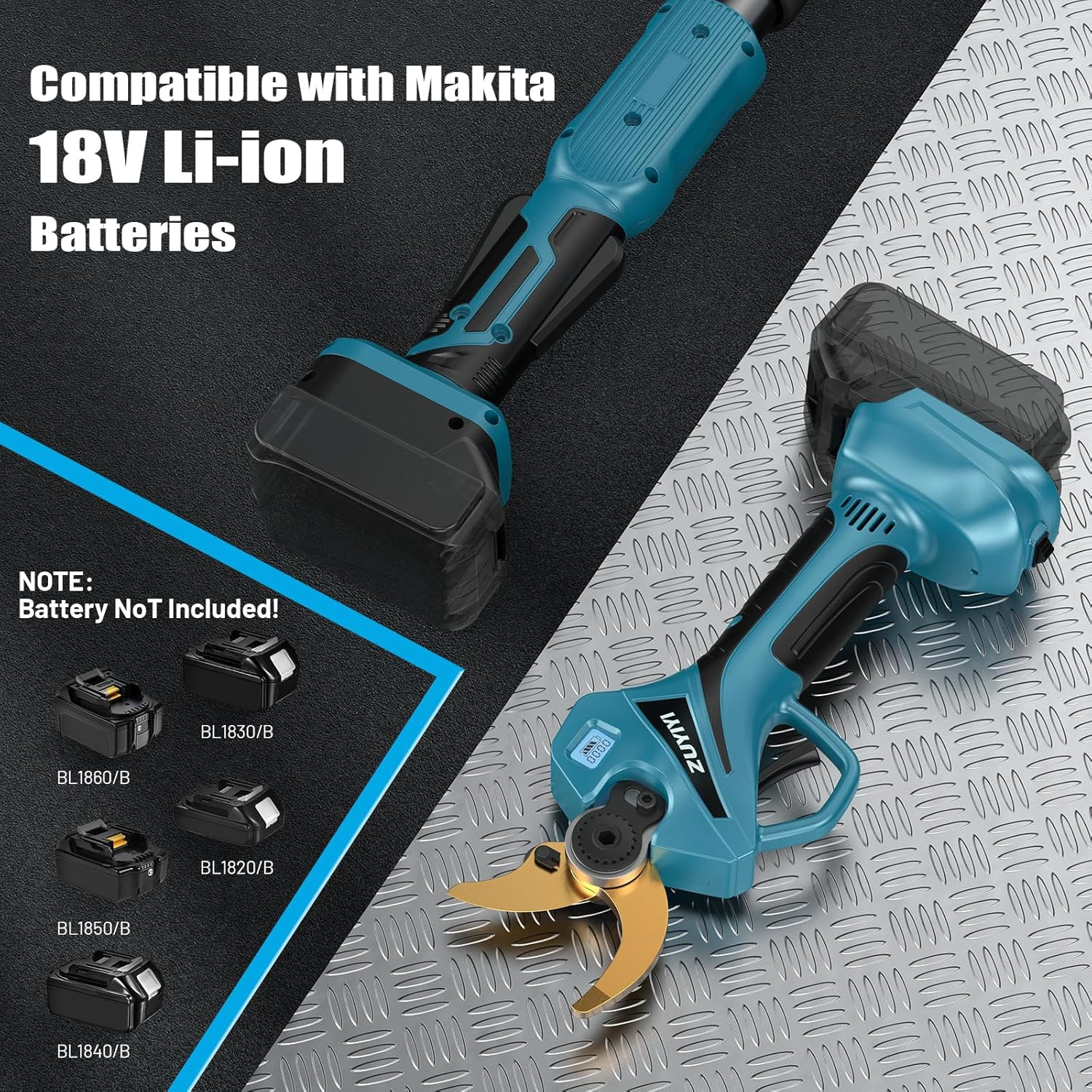 2-In-1 Cordless Pole Pruning Shears for Makita 18V Battery(Not Included), 2.4" C gallery