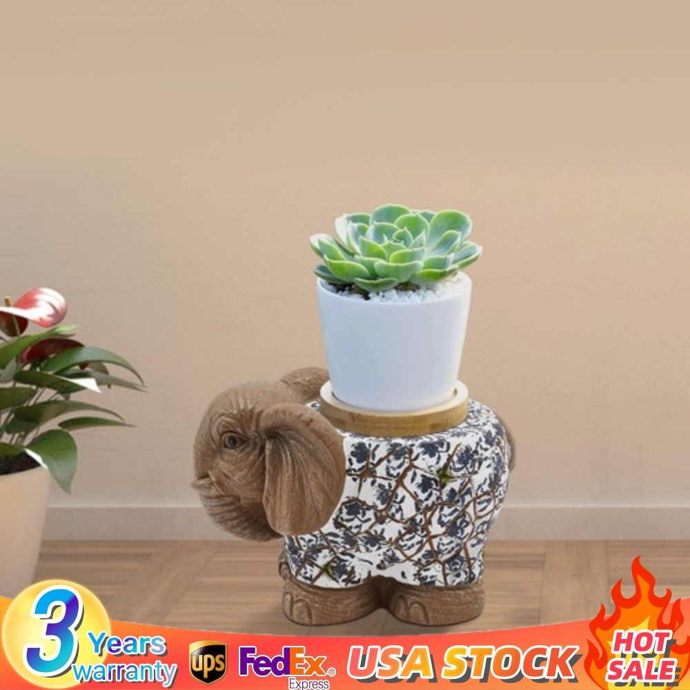 14.96" Modern Elephant Garden Stool Brown Decorative Magnesium Oxide For Homes gallery