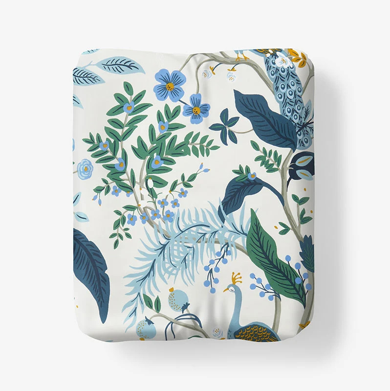 Peacock Classic Smooth Sateen Fitted Bed Sheet - Ivory Multi, Queen gallery