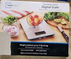 Mainstays Digital Scale, Food Scale, Stainless Steel Platform, LCD 11 Lbs,5kg