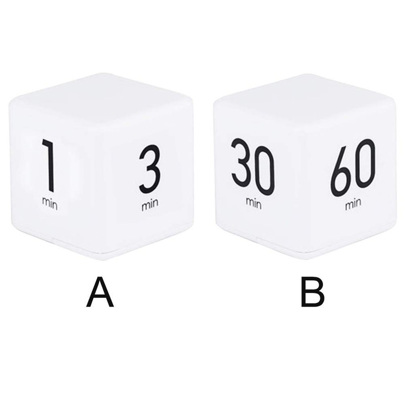 Cube Timer - 5, 15, 30 & 60 Min for Time Management (White) Kitchen & White gallery