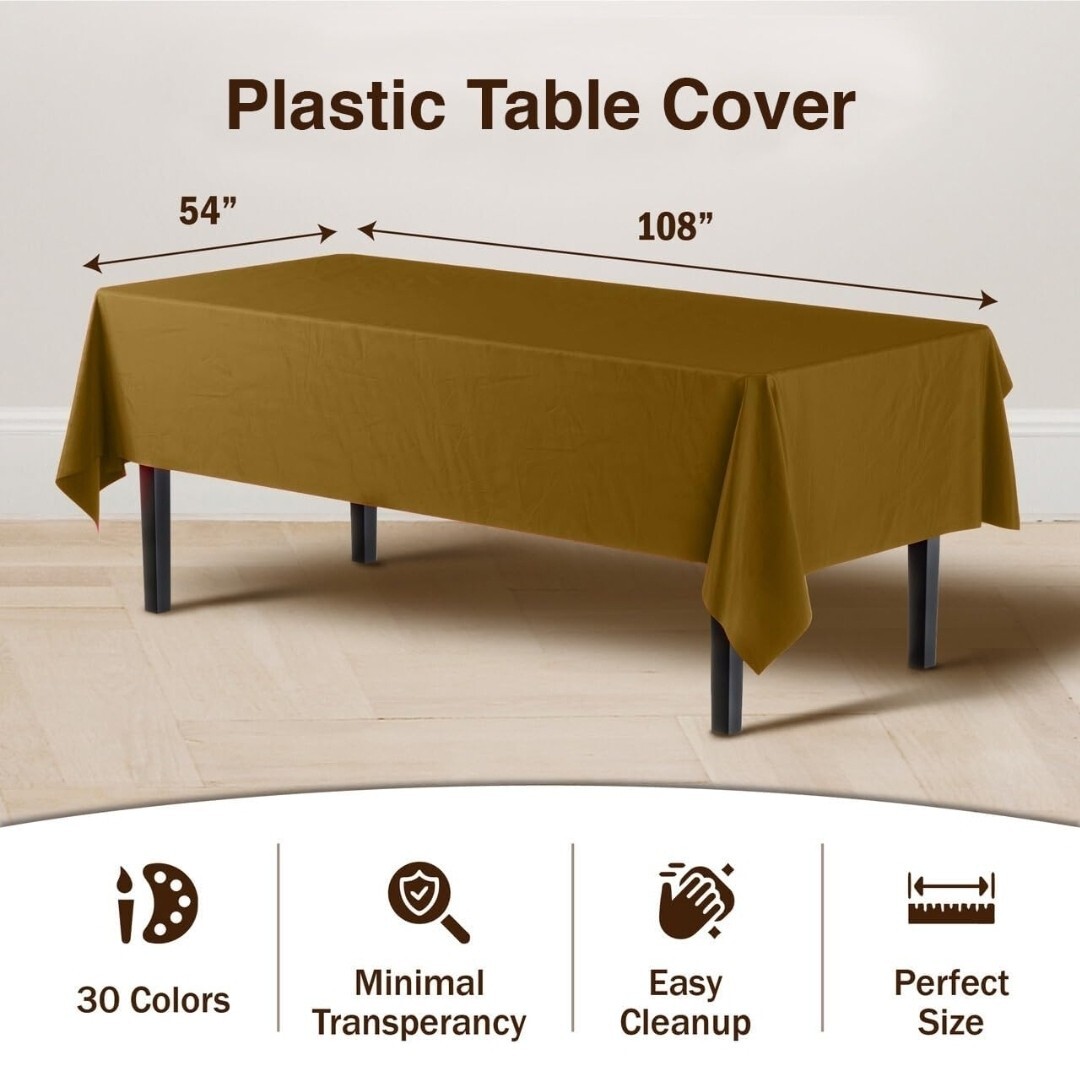 12-Pack Premium Plastic Tablecloth 54in. x 108in. Rectangle Table Cover gallery