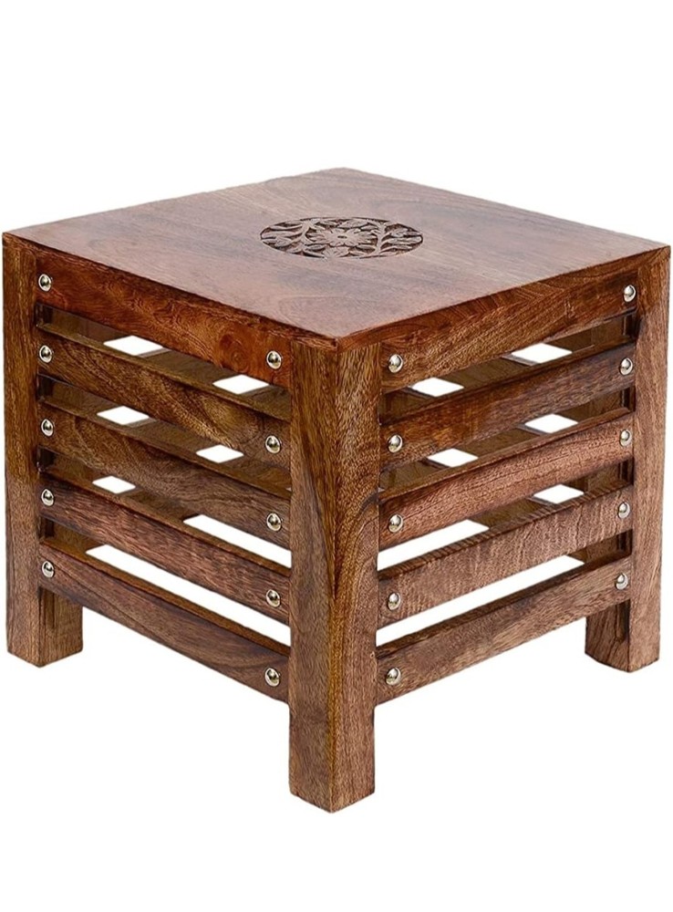 Square Small Wooden Stool Table Solid Wood Best Used as Bedside Corner Footrest