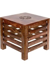Square Small Wooden Stool Table Solid Wood Best Used as Bedside Corner Footrest
