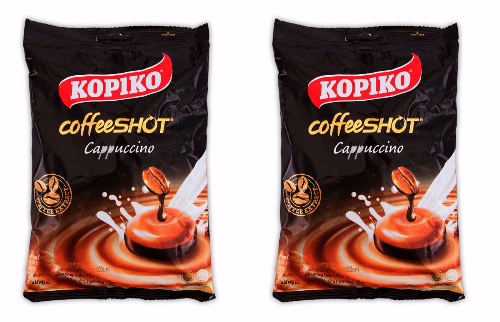 2 BAG Kopiko Coffee Cappuccino CoffeeSHOT Hard Candy 5.30oz 50 pcs Thailand gallery