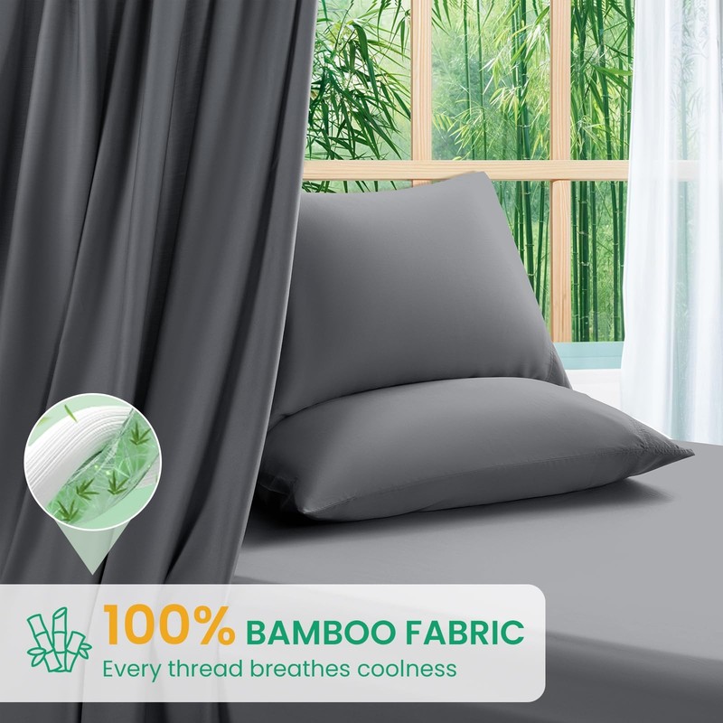 100% Viscose Derived from Bamboo_Sheets Queen Size, Ultra Breathable & Coolin... gallery