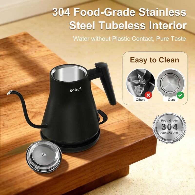 Sleek 1000W Gooseneck Electric Kettle - 0.8L Leak-Proof Design for Tea & Coffee gallery