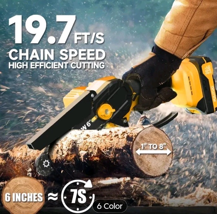 Mini Chainsaw Cordless 6 IN Brushless Battery Chainsaw Lightweight Set PULITUO gallery