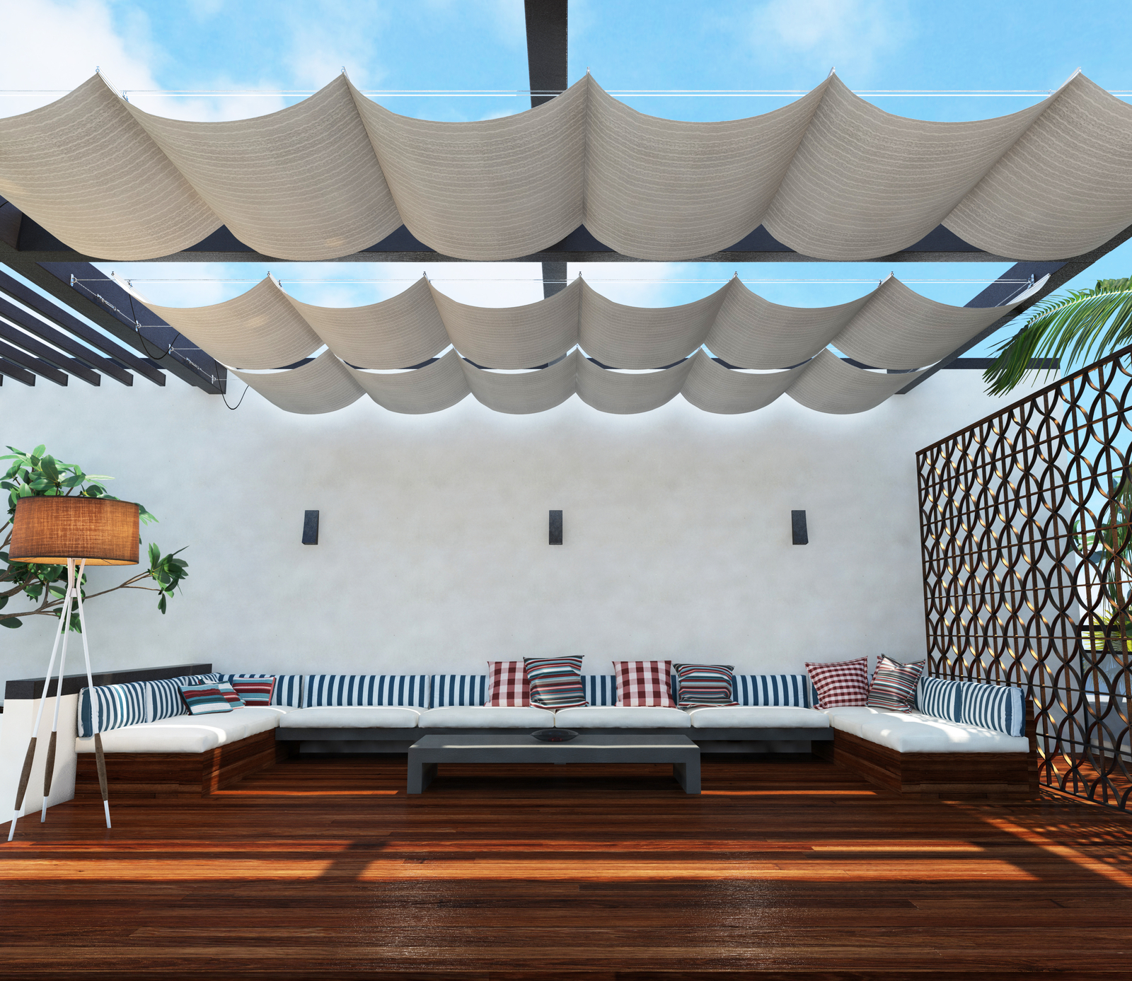 Wire Canopy Retractable Awning Replacement Cover for Pergola Terrace Deck Patio gallery