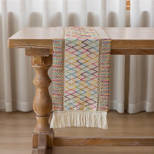Boho Table Runner for Easter Decorations 12x48 Inches Farmhouse 48"L Colorful gallery