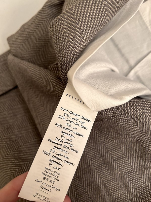 Pottery Barn Stella Herringbone Cotton Linen Curtains Gray 50”x108” S/2 NWOT gallery