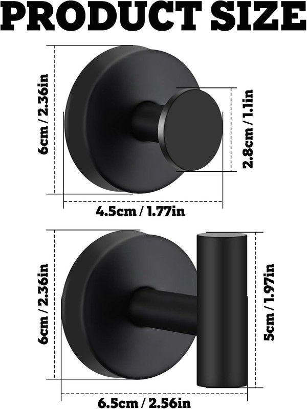 4 Pack Suction Cup Hooks for Shower - Stainless Steel Towel Hooks for Bathroom, gallery