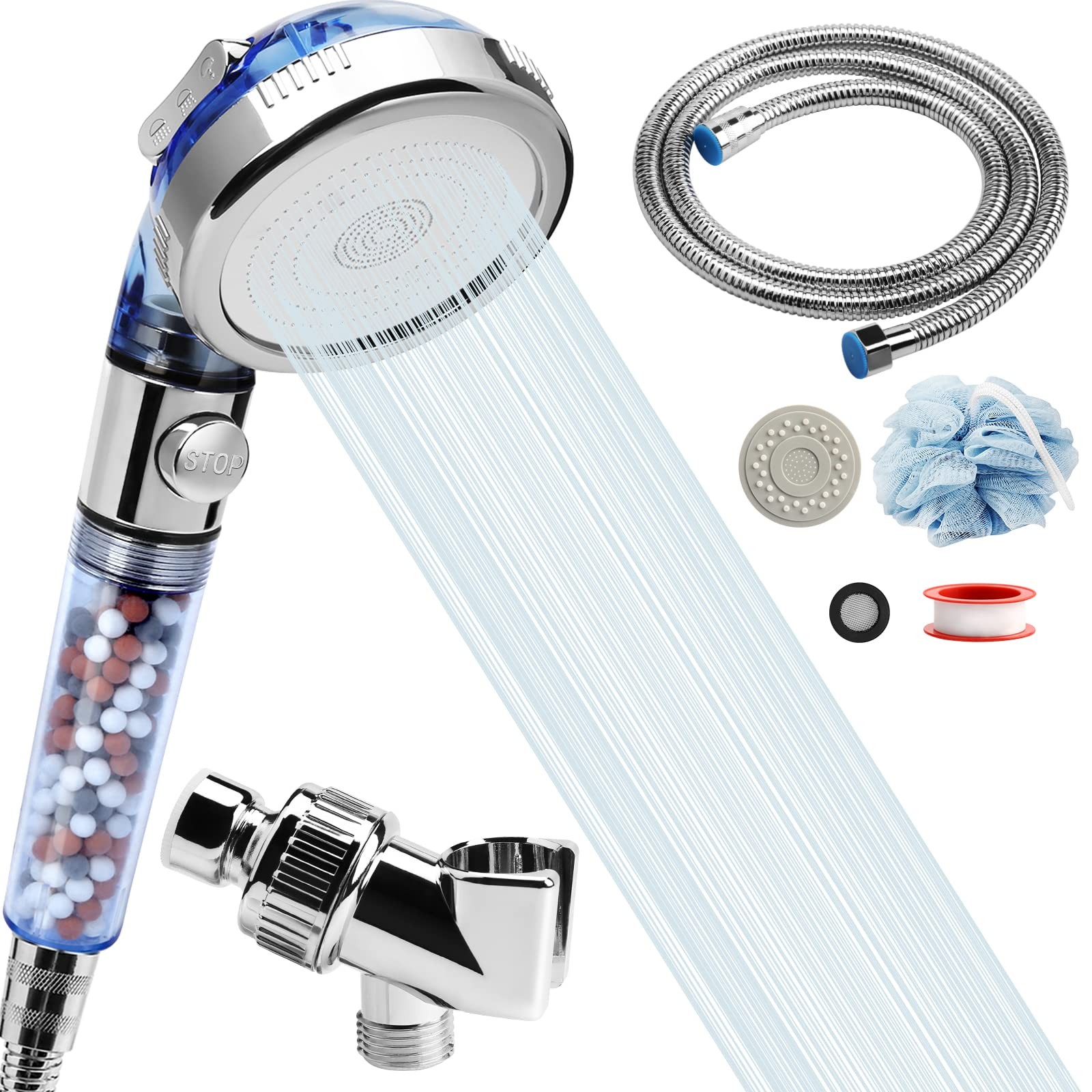 Filtered Shower Head - 59 Inch Expandable Handheld Hose, Leakproof Flexible H... gallery