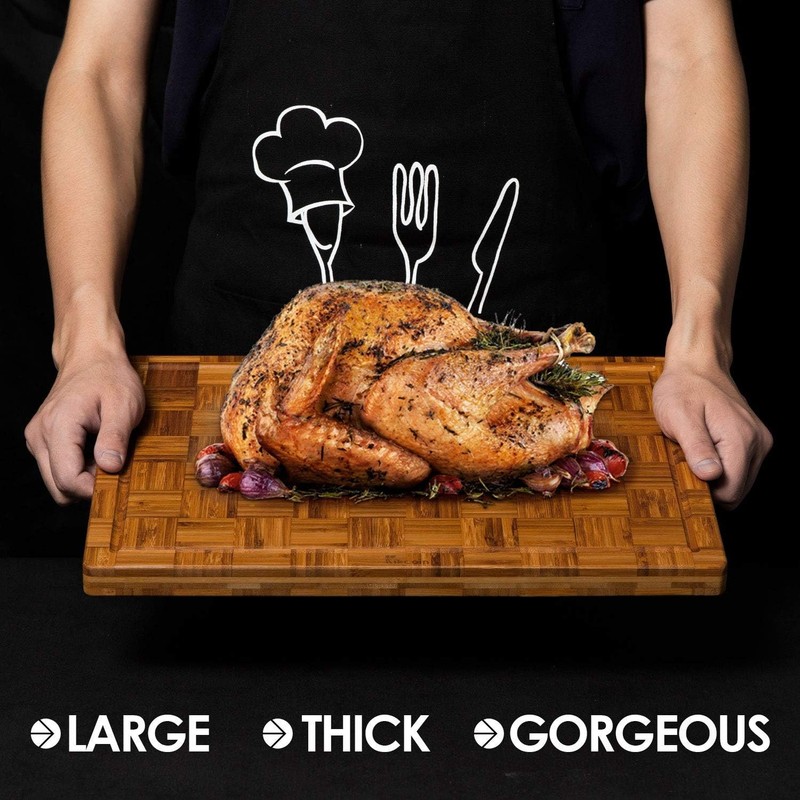 Three-Piece Extra Large Bamboo Cutting Board Set - Durable with Juice Grooves gallery