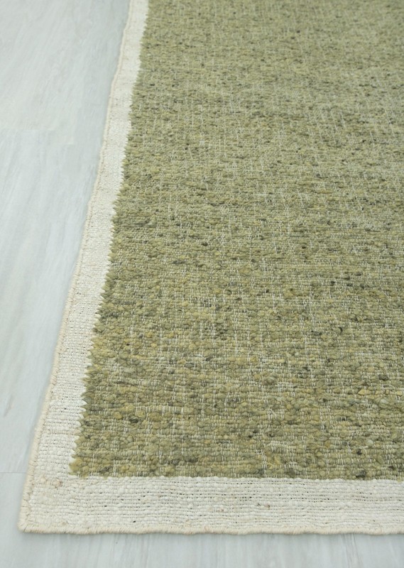 Natural Wool Jute Green Solid Plain High Quality Hand Woven Premium Quality Rug gallery