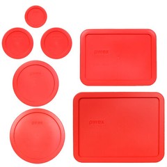 Pyrex 7211-PC, 7210-PC, 7402-PC, 7201-PC, 7200-PC, & 7202-PC Red Lid Combo