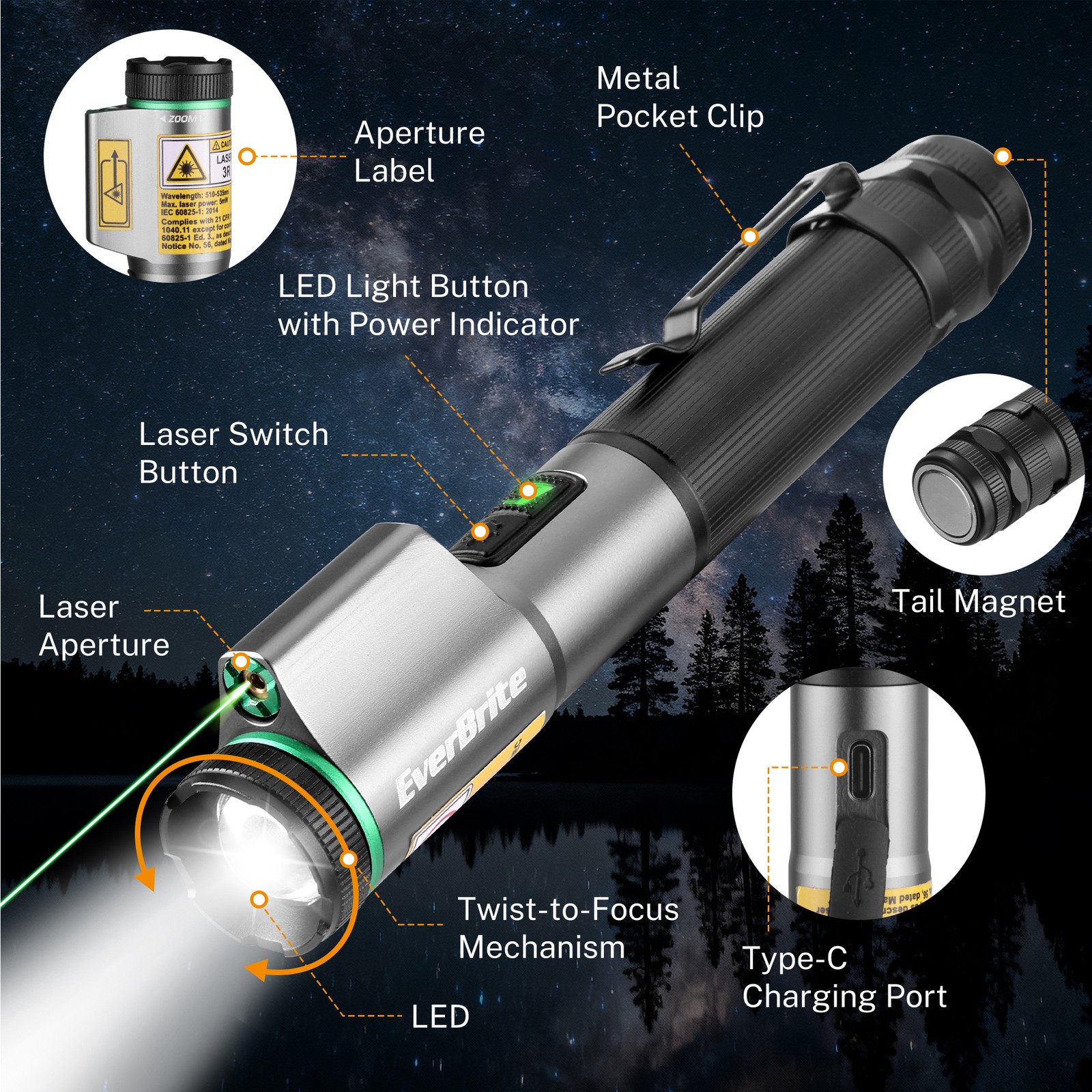 EverBrite Rechargeable EDC Flashlight Magnetic Work Light with Pocket Clip New gallery