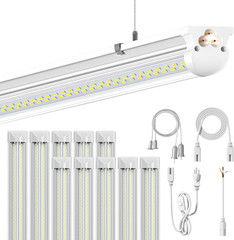 10Pack 8FT LED Shop Light, 6000K White 100W Super Bright, 15000Lm V Shape Garage