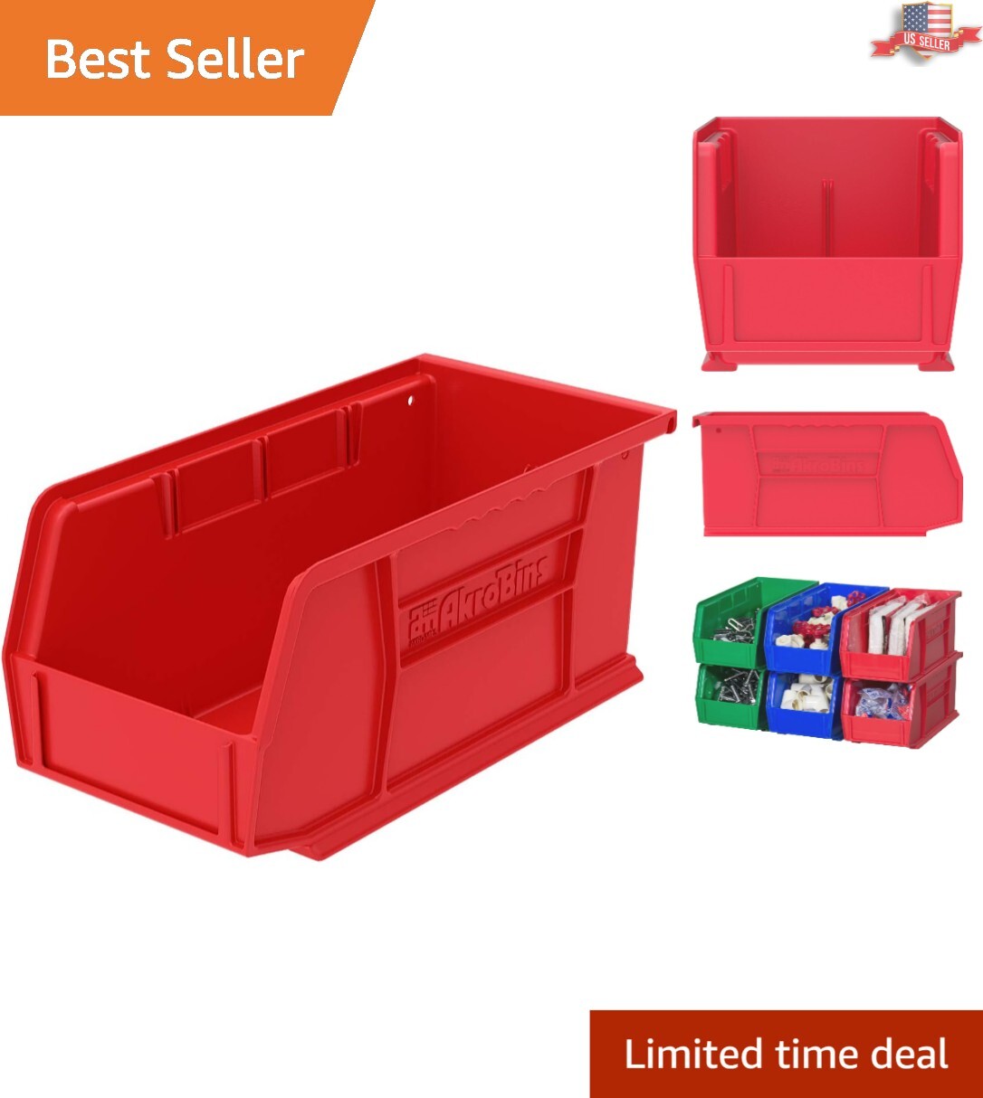 Stackable Storage Organizer Bin - 11-Inch x 5-Inch x 5-Inch - Red - 12-Pack gallery