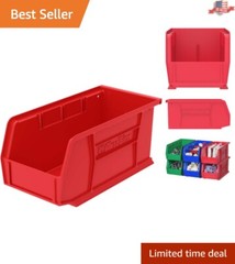 Stackable Storage Organizer Bin – 11-Inch x 5-Inch x 5-Inch – Red – 12-Pack