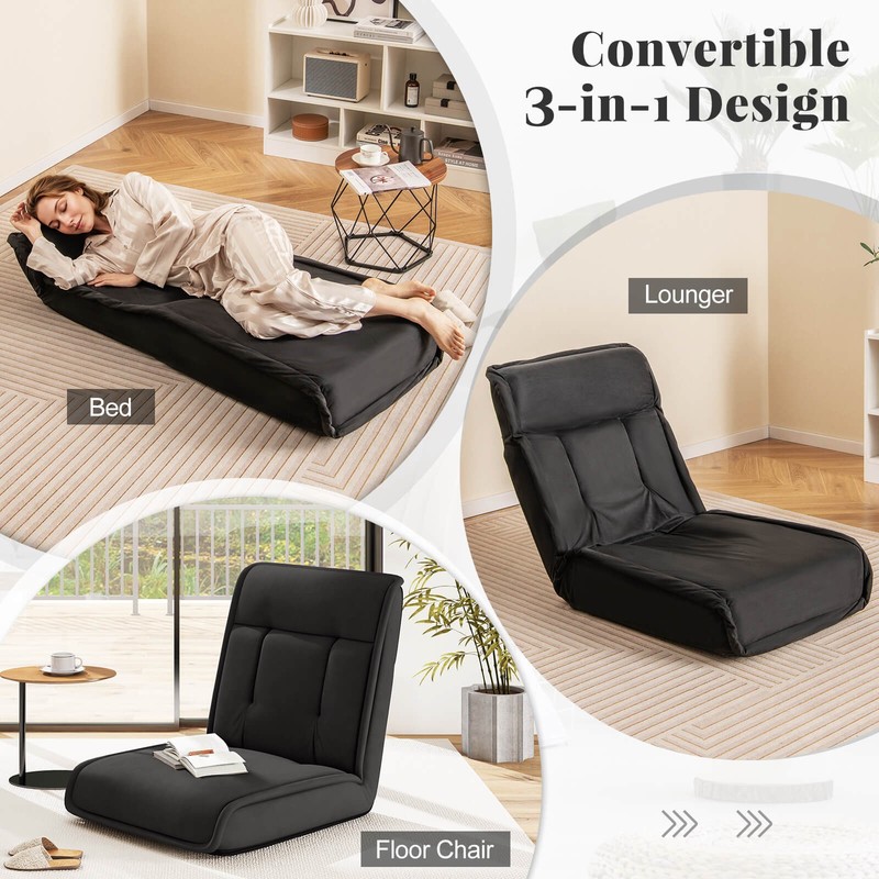 Folding Floor Chair Convertible Lazy Sofa Chair with Adjustable Backrest gallery