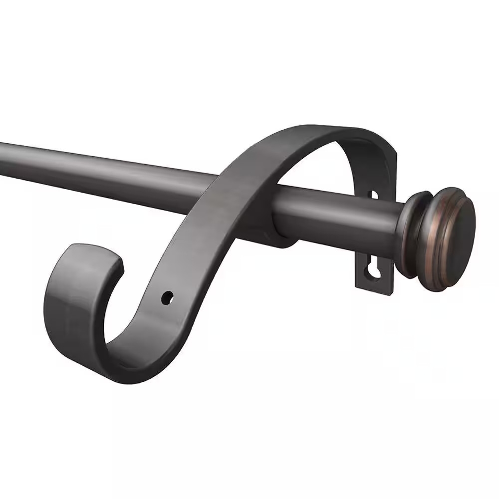 50 In. - 144 In. Adjustable 3/4 In. Double Curtain Rod Conversion Kit in Oil Rub gallery