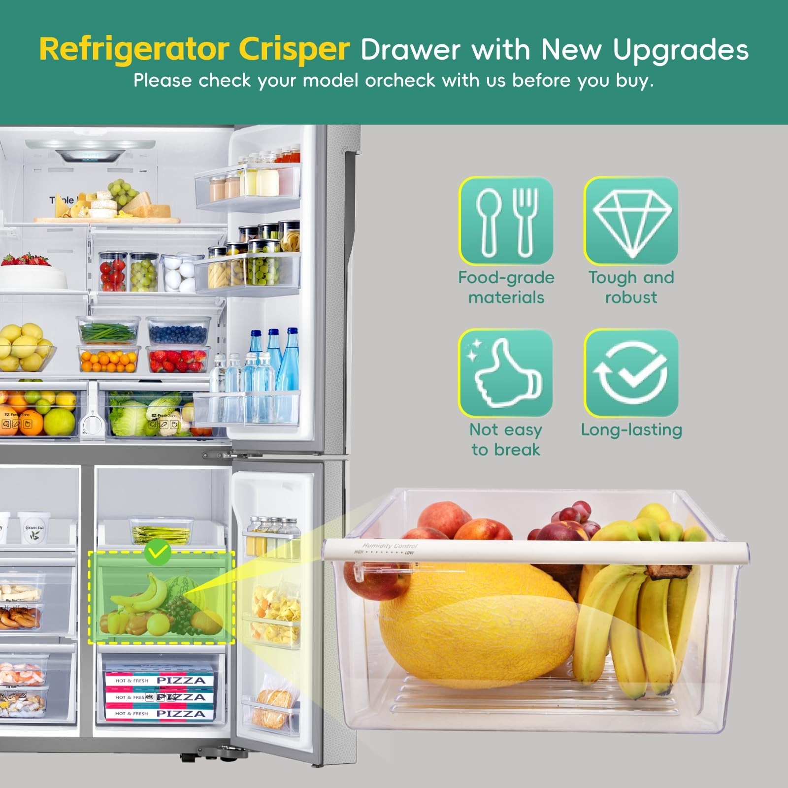 Crisper Drawer for Whirlpool & Kenmore Refrigerators - Upper Fridge Bin Replacem gallery