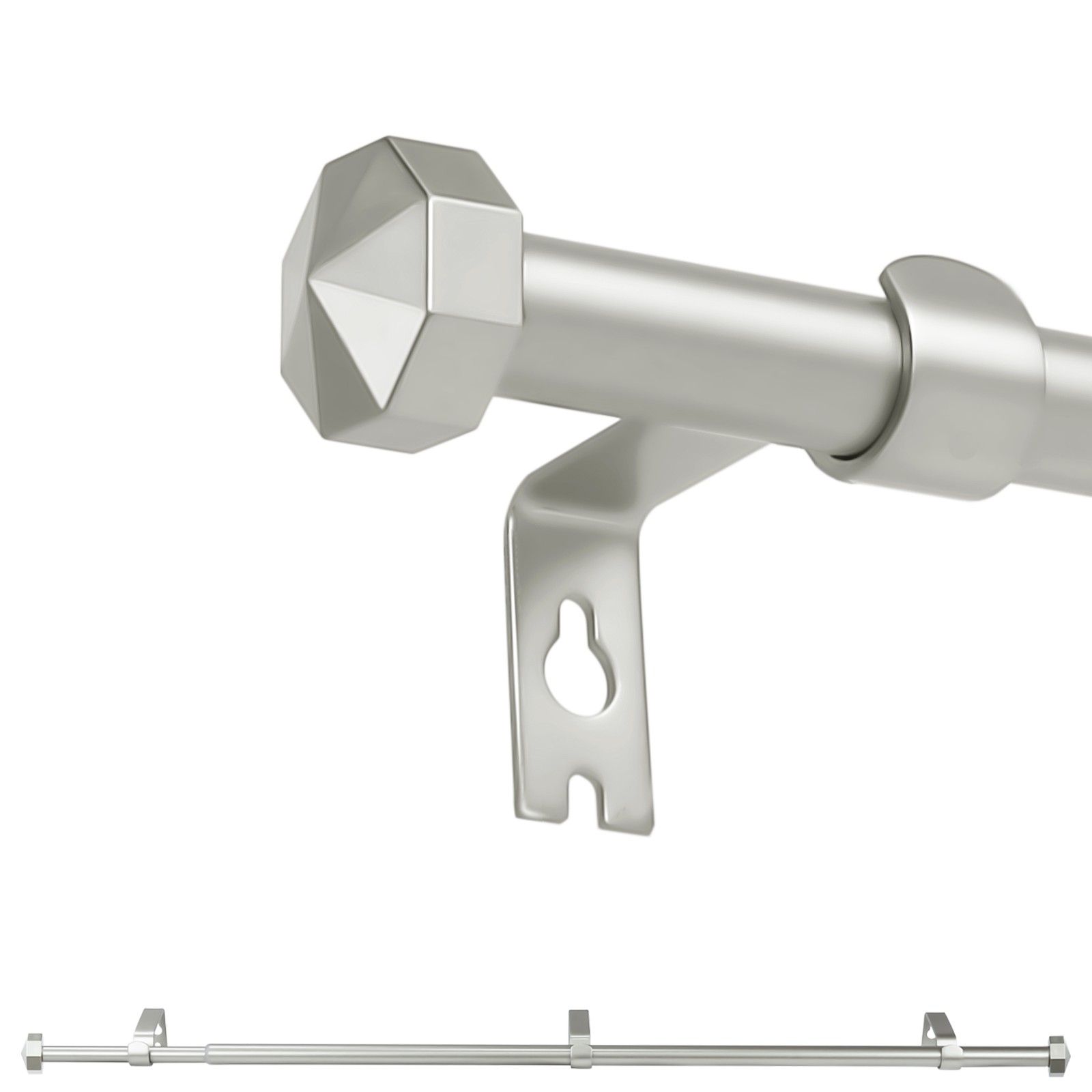 2-1 PCS Single Curtain Rod w/ Octagonal Finial, 5/8 In Dia Drapery Rods 28"-120" gallery